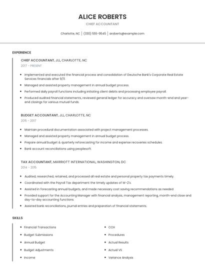 Chief Accountant Resume