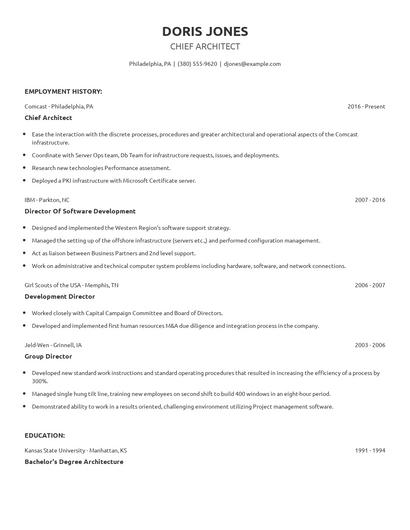 Chief Architect Resume