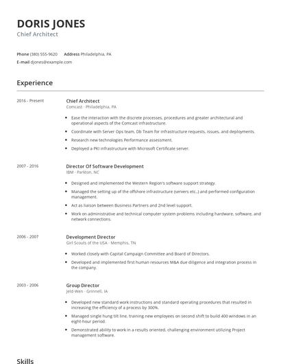 Chief Architect Resume