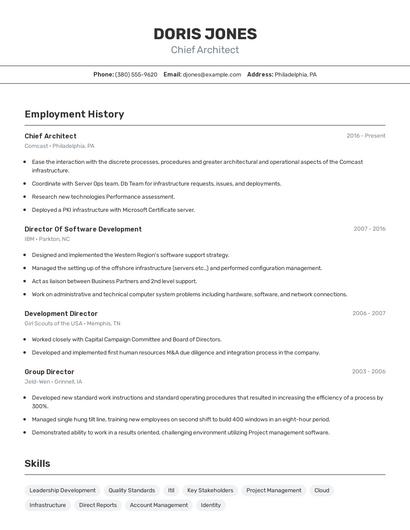Chief Architect Resume