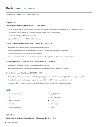 Chief Architect Resume