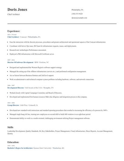 Chief Architect Resume