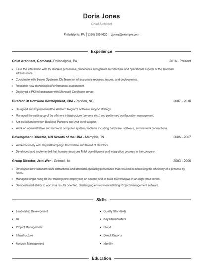 Chief Architect Resume