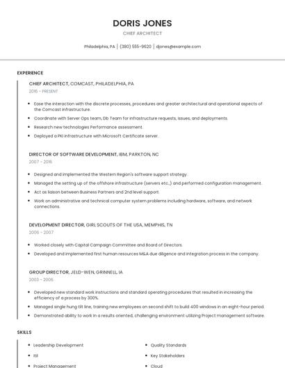Chief Architect Resume