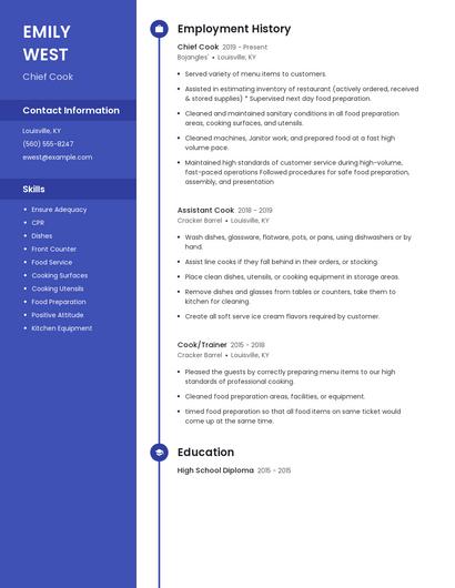 Chief Cook Resume