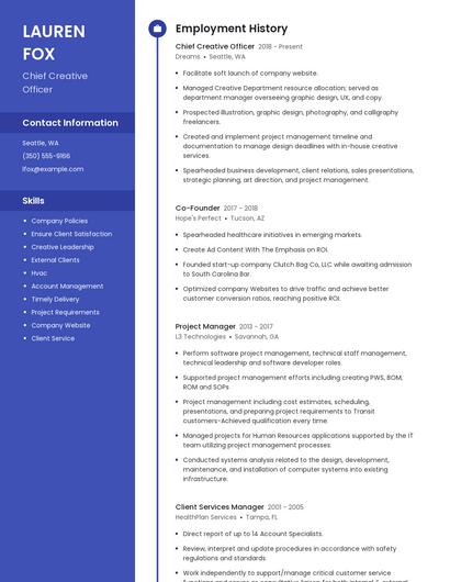 Chief Creative Officer Resume