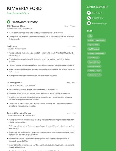Chief Creative Officer Resume