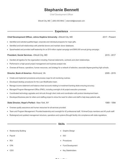 Chief Development Officer Resume