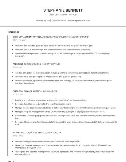Chief Development Officer Resume