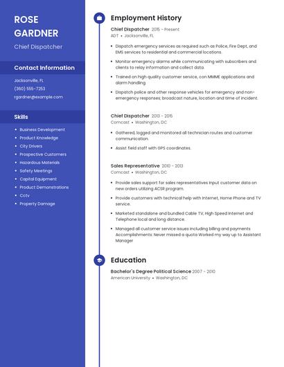 Chief Dispatcher Resume