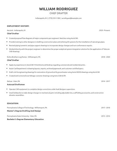 Chief Drafter Resume