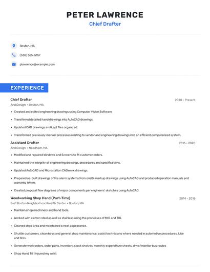 Chief Drafter Resume