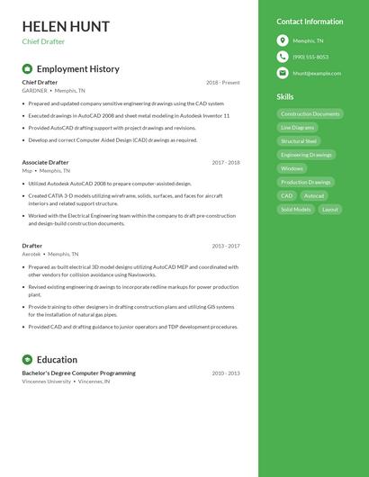 Chief Drafter Resume