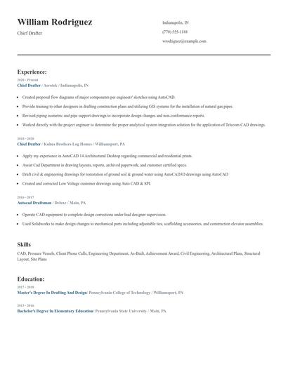 Chief Drafter Resume