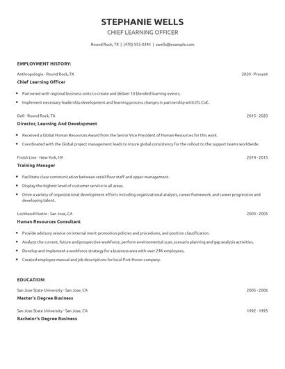 Chief Learning Officer Resume