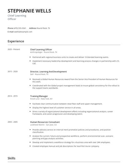 Chief Learning Officer Resume