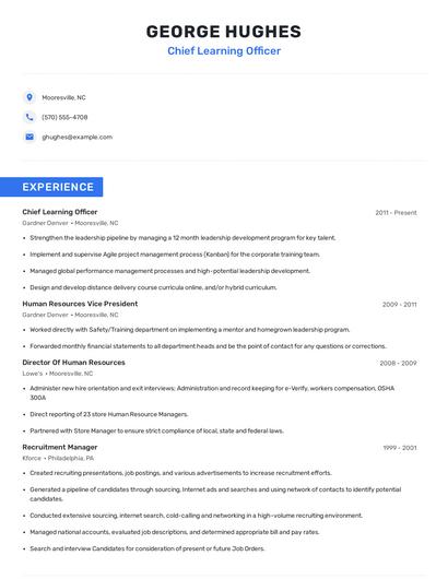 Chief Learning Officer Resume