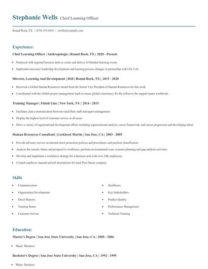 Chief Learning Officer Resume