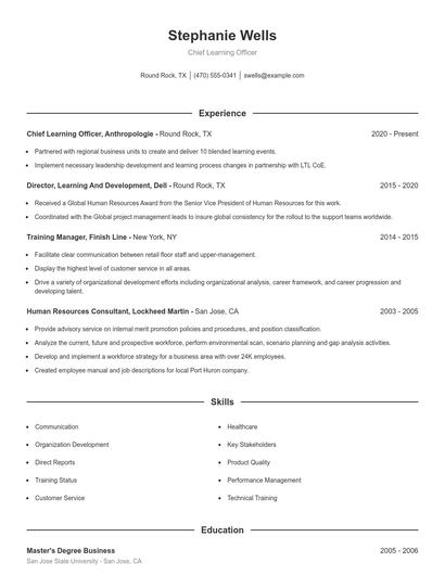 Chief Learning Officer Resume