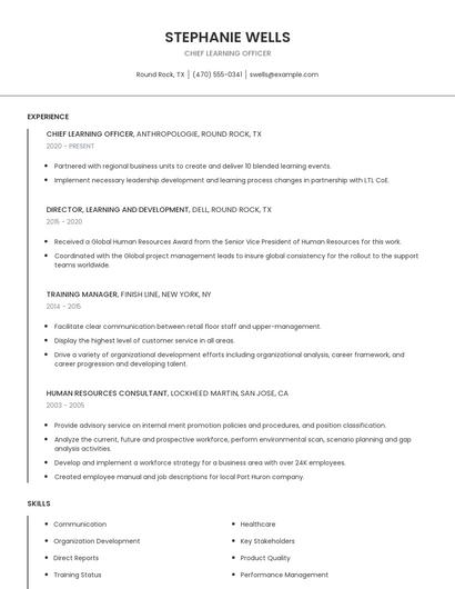 Chief Learning Officer Resume