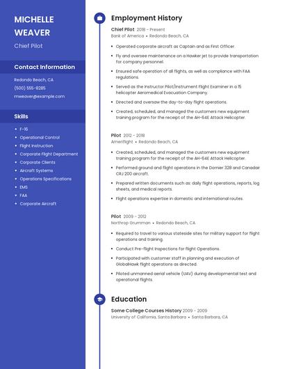 Chief Pilot Resume