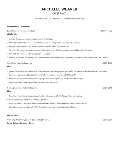 Chief Pilot Resume