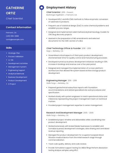 Chief Scientist Resume