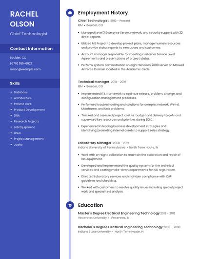 Chief Technologist Resume