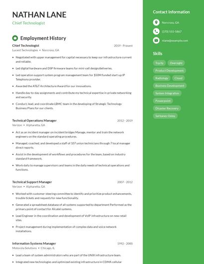 Chief Technologist Resume