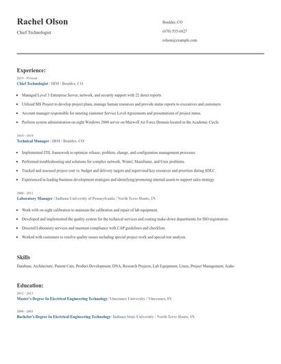 Chief Technologist Resume
