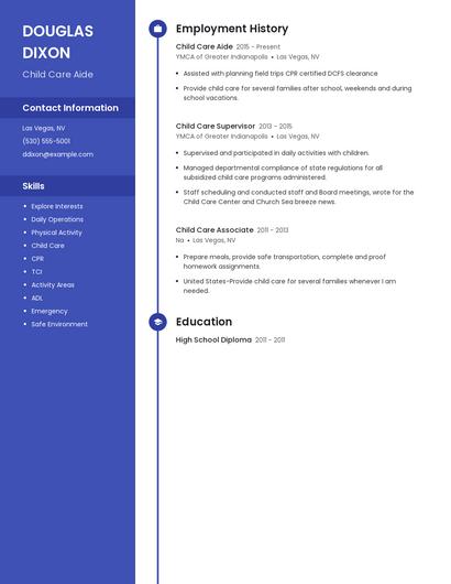 Child Care Aide Resume