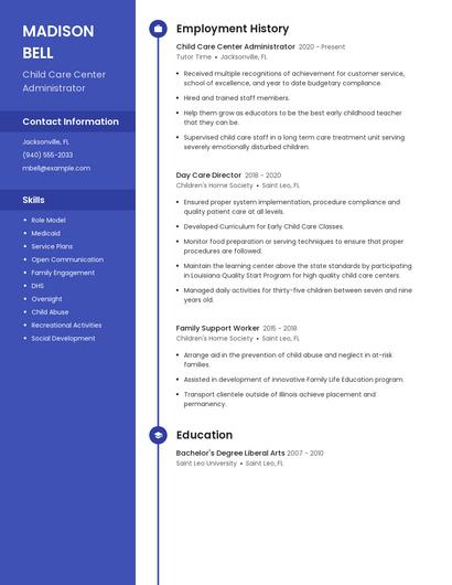 Child Care Center Administrator Resume