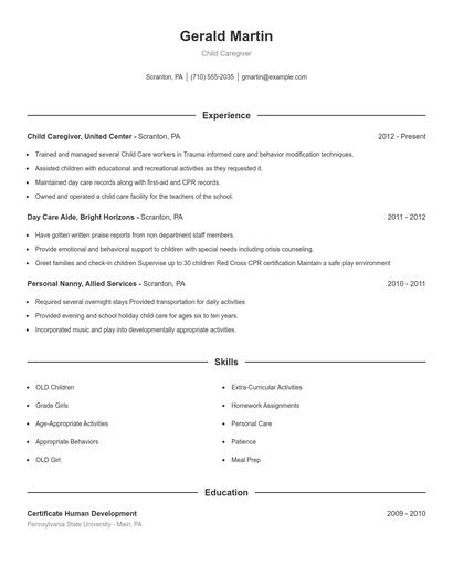 Resume example 1