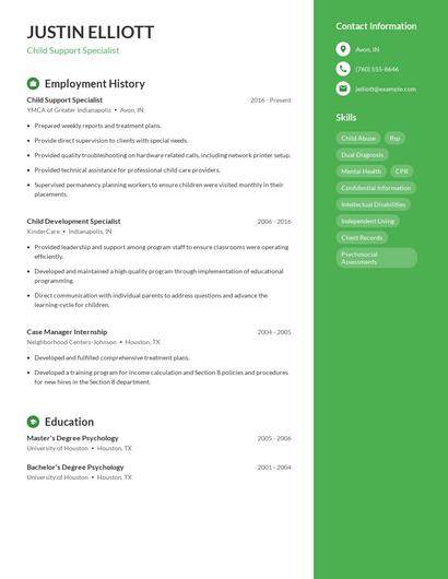 Child Support Specialist Resume