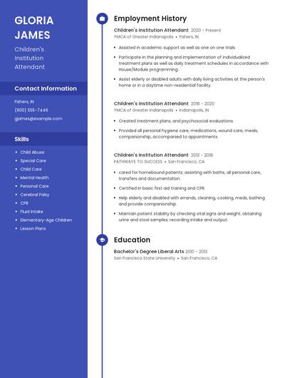 Children's Institution Attendant Resume