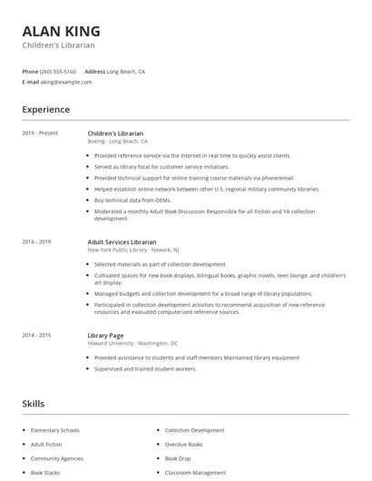 Children's Librarian Resume