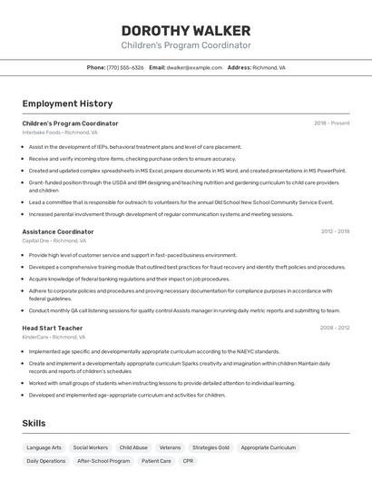 Resume example 2