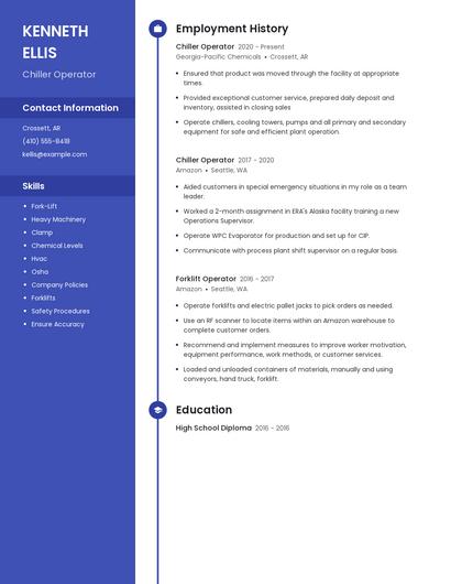 Chiller Operator Resume