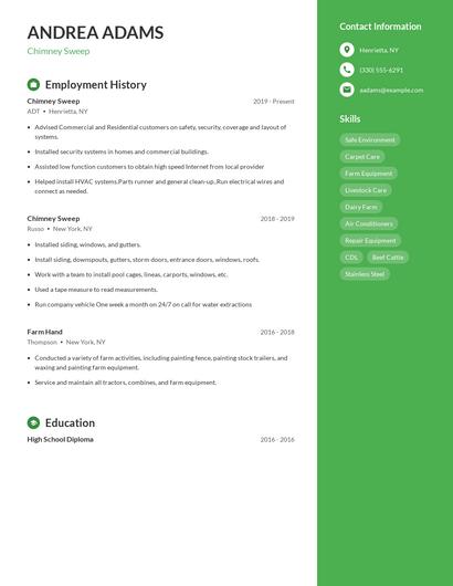 Chimney Sweep Resume