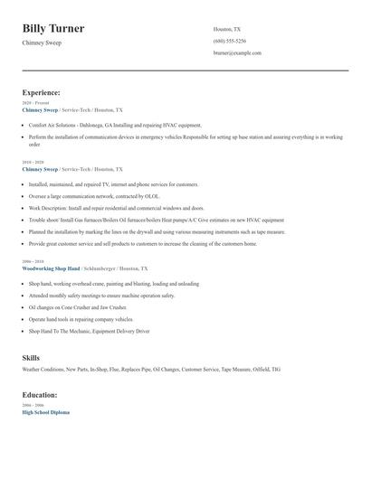Chimney Sweep Resume