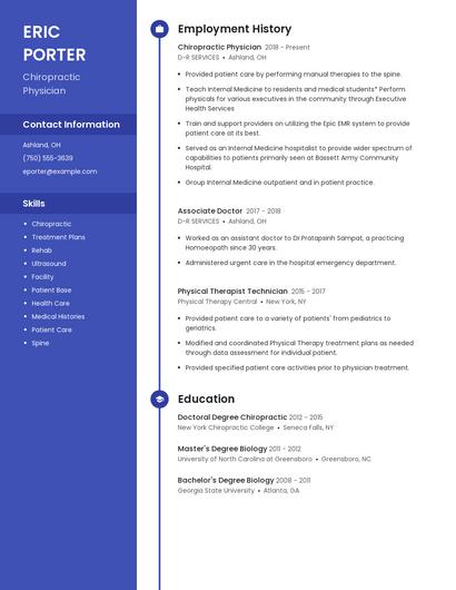 Chiropractic Physician Resume