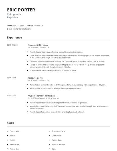 Chiropractic Physician Resume