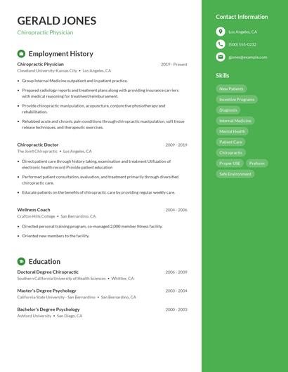 Chiropractic Physician Resume