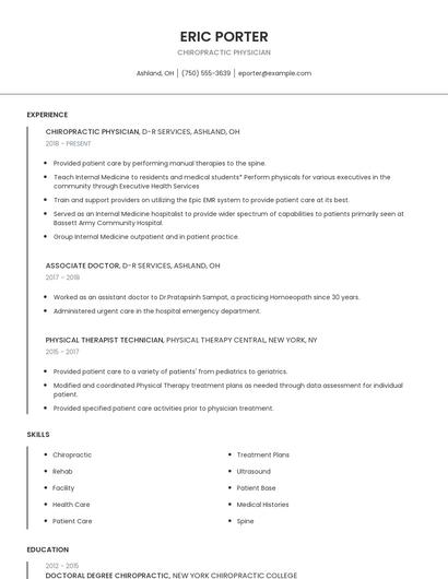 Chiropractic Physician Resume