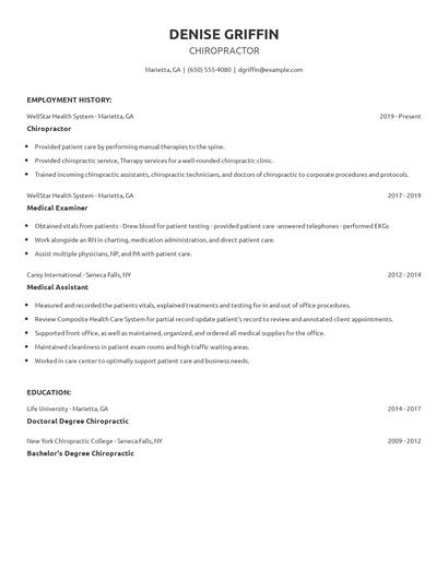 Chiropractor Resume