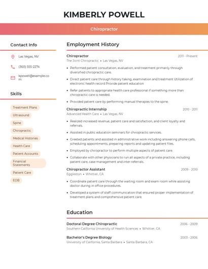 Chiropractor Resume