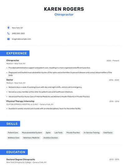 Chiropractor Resume