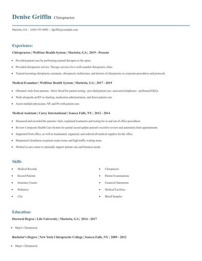 Chiropractor Resume