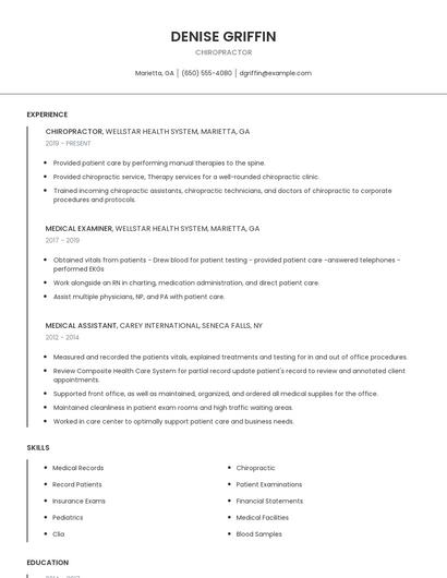 Chiropractor Resume