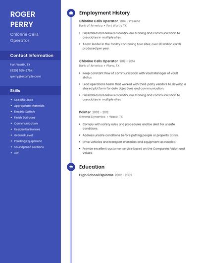 Chlorine Cells Operator Resume